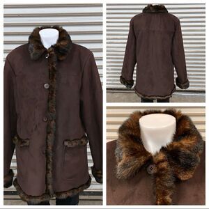 Jones New York faux shearling and fur coat Large